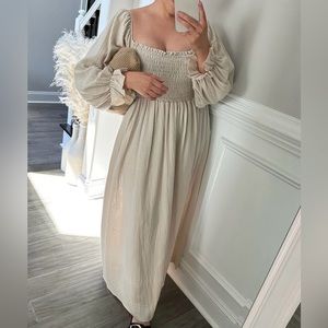 Beige gauze dress maxi
